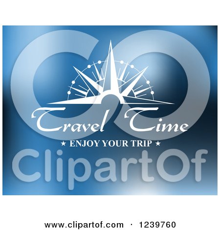 Clipart of Travel Time Enjoy Your Trip Text on Blue - Royalty Free Vector Illustration by Vector Tradition SM