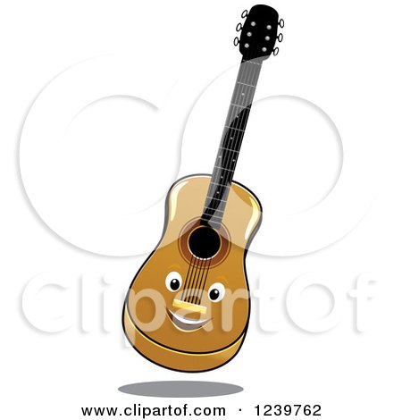 Clipart of a Happy Cartoon Guitar - Royalty Free Vector Illustration by Vector Tradition SM