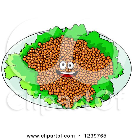 Clipart of a Cartoon Happy Red Caviar Platter - Royalty Free Vector Illustration by Vector Tradition SM