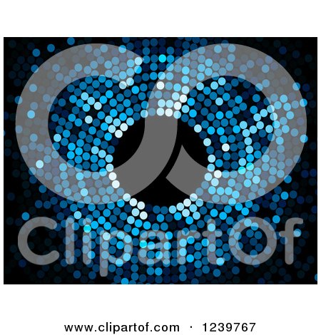 Clipart of a Blue Dot Mosaic Circle on Black - Royalty Free Vector Illustration by Vector Tradition SM