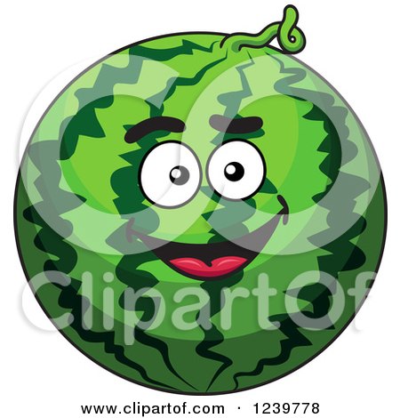 Clipart of a Cartoon Happy Watermelon - Royalty Free Vector Illustration by Vector Tradition SM