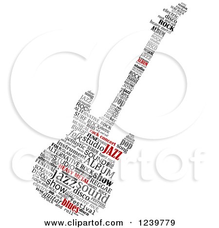 Clipart of a Word Collage Electric Guitar - Royalty Free Vector Illustration by Vector Tradition SM