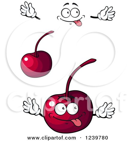 Clipart of a Cartoon Happy Cherry - Royalty Free Vector Illustration by Vector Tradition SM