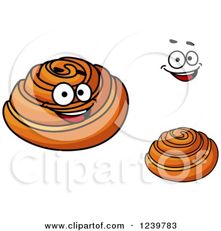 Clipart of a Cartoon Happy Sticky Bun - Royalty Free Vector Illustration by Vector Tradition SM