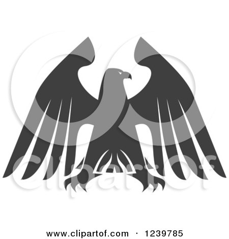 Clipart of a Gray Eagle with Outstretched Wings 4 - Royalty Free Vector Illustration by Vector Tradition SM