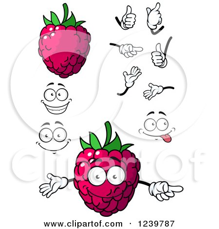 Clipart of a Cartoon Happy Raspberry - Royalty Free Vector Illustration by Vector Tradition SM