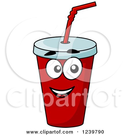 Clipart of a Cartoon Happy Fountain Soda - Royalty Free Vector Illustration by Vector Tradition SM