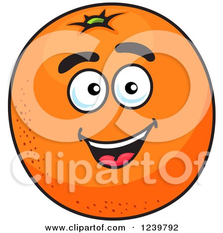 Clipart of a Cartoon Happy Orange - Royalty Free Vector Illustration by Vector Tradition SM