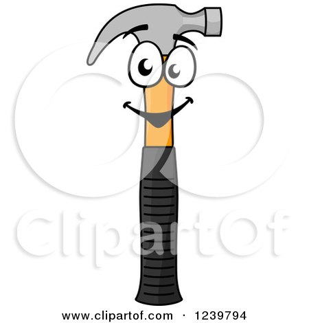 Clipart of a Happy Cartoon Hammer - Royalty Free Vector Illustration by Vector Tradition SM