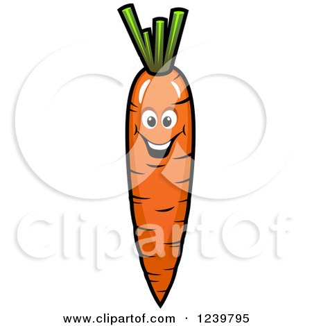 Clipart of a Cartoon Happy Carrot - Royalty Free Vector Illustration by Vector Tradition SM
