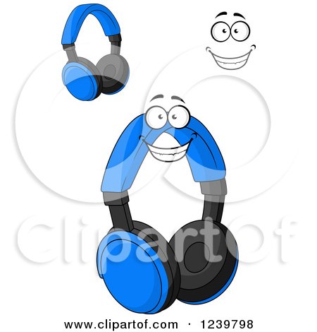 Clipart of a Happy Cartoon Headphones - Royalty Free Vector Illustration by Vector Tradition SM