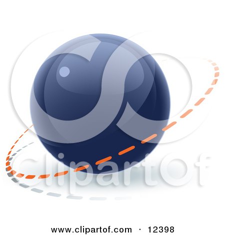 Clipart Illustration of a Blue 3D Orb Sphere With a Ring Around it, Internet Button by Leo Blanchette