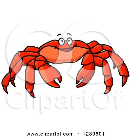 Clipart of a Cartoon Happy Crab - Royalty Free Vector Illustration by Vector Tradition SM