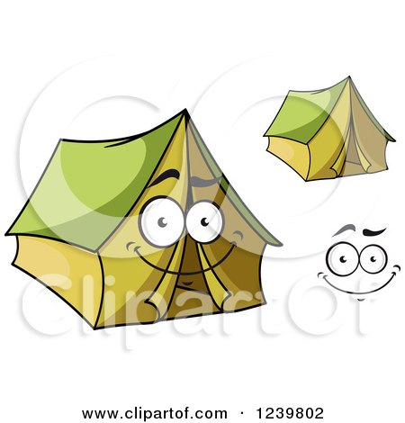 Clipart of a Happy Cartoon Green Tent - Royalty Free Vector Illustration by Vector Tradition SM