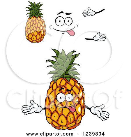 Clipart of a Cartoon Happy Pineapple - Royalty Free Vector Illustration by Vector Tradition SM
