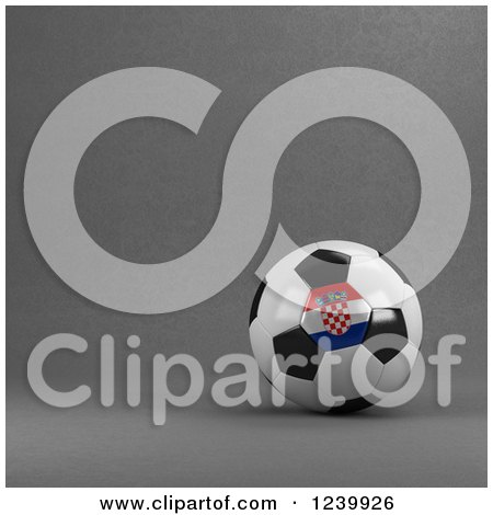 Clipart of a 3d Croatian Soccer Ball over Gray - Royalty Free Illustration by stockillustrations