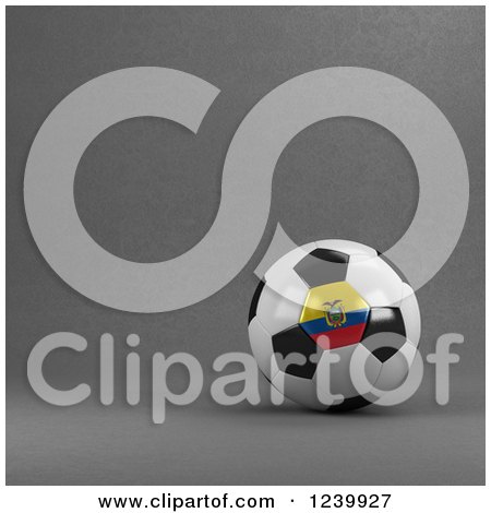 Clipart of a 3d Ecuador Soccer Ball over Gray - Royalty Free Illustration by stockillustrations