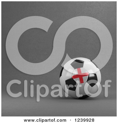 Clipart of a 3d English Soccer Ball over Gray - Royalty Free Illustration by stockillustrations