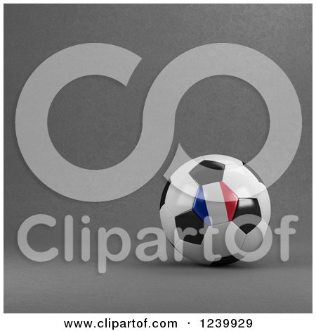 Clipart of a 3d French Soccer Ball over Gray - Royalty Free Illustration by stockillustrations