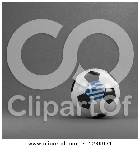 Clipart of a 3d Greek Soccer Ball over Gray - Royalty Free Illustration by stockillustrations