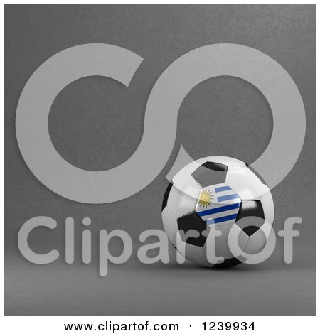 Clipart of a 3d Uruguay Soccer Ball over Gray - Royalty Free Illustration by stockillustrations