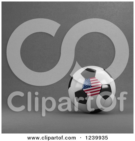Clipart of a 3d American Soccer Ball over Gray - Royalty Free Illustration by stockillustrations