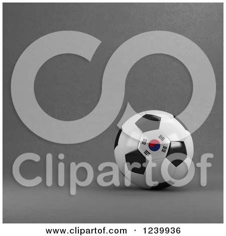 Clipart of a 3d South Korean Soccer Ball over Gray - Royalty Free Illustration by stockillustrations
