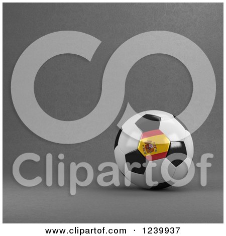 Clipart of a 3d Spanish Soccer Ball over Gray - Royalty Free Illustration by stockillustrations