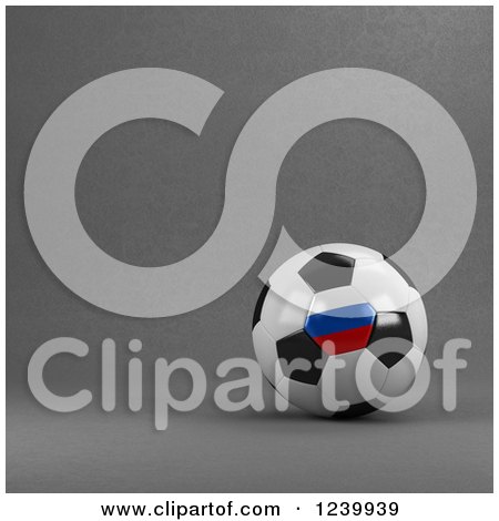 Clipart of a 3d Russian Soccer Ball over Gray - Royalty Free Illustration by stockillustrations