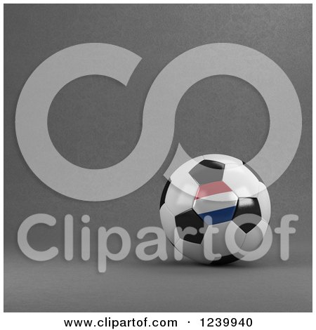 Clipart of a 3d Netherlands Soccer Ball over Gray - Royalty Free Illustration by stockillustrations