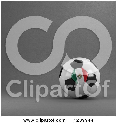 Clipart of a 3d Mexico Soccer Ball over Gray - Royalty Free Illustration by stockillustrations