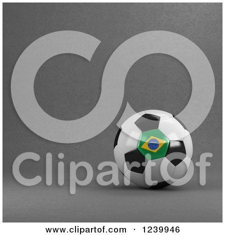 Clipart of a 3d Brazilian Soccer Ball over Gray - Royalty Free Illustration by stockillustrations