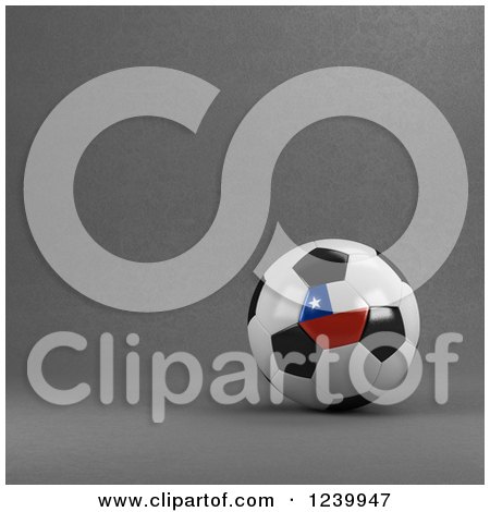 Clipart of a 3d Chilean Soccer Ball over Gray - Royalty Free Illustration by stockillustrations