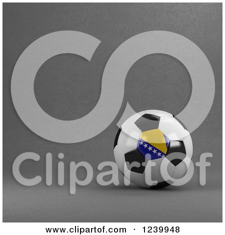 Clipart of a 3d Bosnia Herzegovina Soccer Ball over Gray - Royalty Free Illustration by stockillustrations