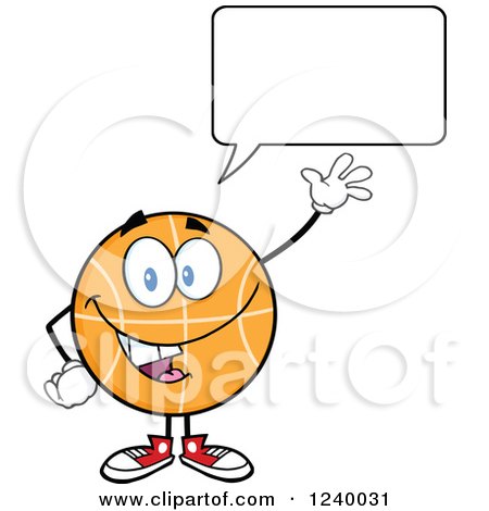Clipart of a Talking Basketball Mascot Waving - Royalty Free Vector Illustration by Hit Toon
