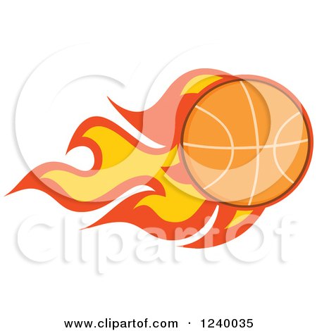 Clipart of a Basketball with a Trail of Fire - Royalty Free Vector Illustration by Hit Toon