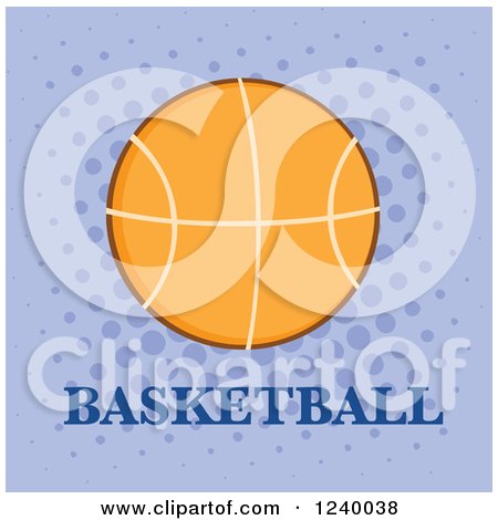 Clipart of a Basketball with Text over Purple - Royalty Free Vector Illustration by Hit Toon