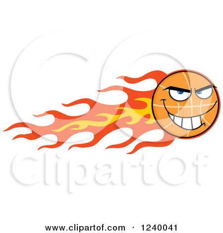 Clipart of a Basketball Mascot with Flames - Royalty Free Vector Illustration by Hit Toon