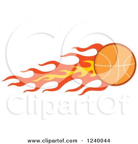 Clipart of a Basketball with a Trail of Flames - Royalty Free Vector Illustration by Hit Toon