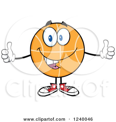 Clipart of a Basketball Mascot Giving Two Thumbs up - Royalty Free Vector Illustration by Hit Toon