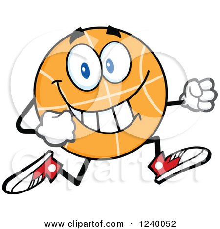 Clipart of a Basketball Mascot Running - Royalty Free Vector Illustration by Hit Toon