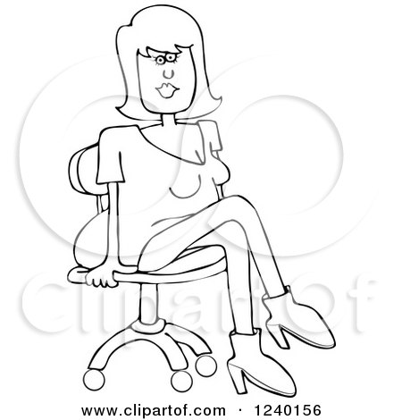 Clipart of a Black and White Woman Sitting in a Chair - Royalty Free Vector Illustration by djart