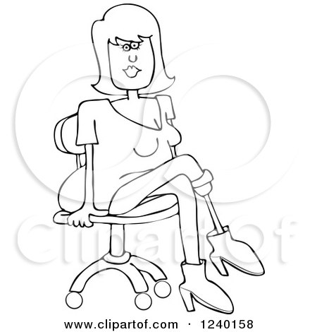 Clipart of a Sitting Black and White Woman with an Artificial Prosthetic Leg - Royalty Free Vector Illustration by djart