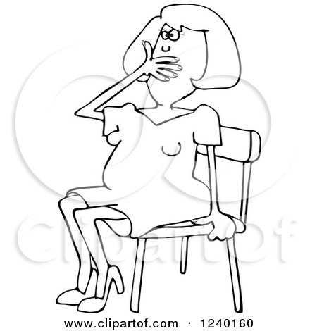 Clipart of a Black and White Woman Gasping and Sitting in a Chair - Royalty Free Vector Illustration by djart