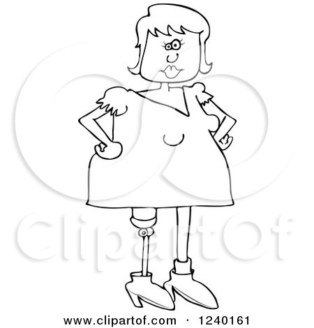 Clipart of a Black and White Woman with an Artificial Prosthetic Leg - Royalty Free Vector Illustration by djart