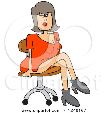 Clipart of a Caucasian Woman Sitting in a Chair - Royalty Free Vector Illustration by djart
