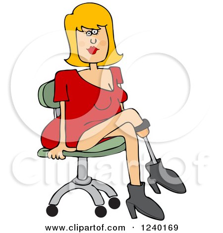 Clipart of a Sitting Caucasian Woman with an Artificial Prosthetic Leg - Royalty Free Vector Illustration by djart