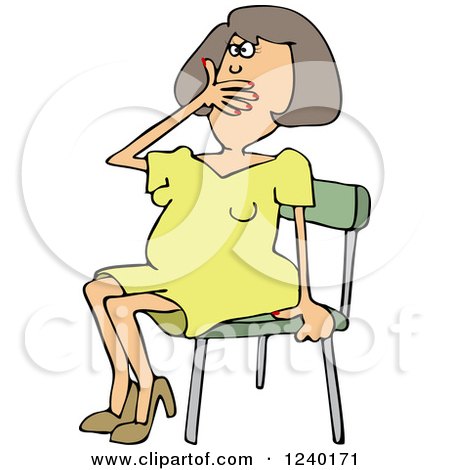 Clipart of a Caucasian Woman Gasping and Sitting in a Chair - Royalty Free Vector Illustration by djart