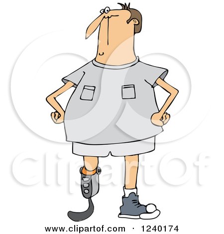 Clipart of a Blade Runner Caucasian Man with an Artificial Prosthetic Leg - Royalty Free Vector Illustration by djart