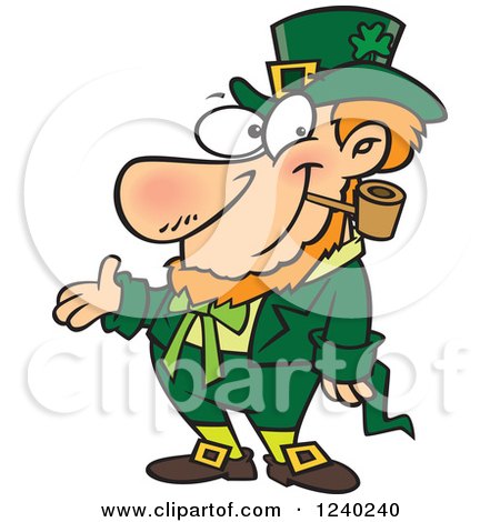 Clipart of a St Patricks Day Leprechaun Presenting - Royalty Free Vector Illustration by toonaday